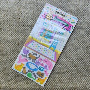 SANDYLION Vintage Cats N Kittens Activity Sticker 2 Sheets NIP New NOS 1990 1991